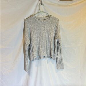 Gray Ribbed Knit Sweater